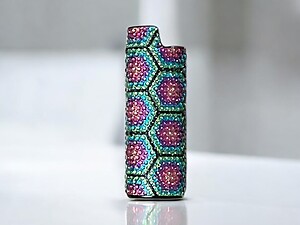 Hexigon Rhinestone Metal Shell Lighter Case Cover Holder Fits Bic Lighters