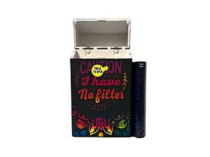 Plastic Design Cigarette Hard Case Holder Fits 100's with Metal Lighter Case