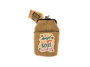 All Natural Hemp Cigarette Pouch with Snap Clasp Closure and Patch Design