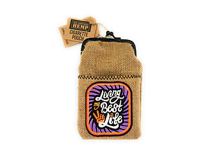 All Natural Hemp Cigarette Pouch with Snap Clasp Closure and Patch Design