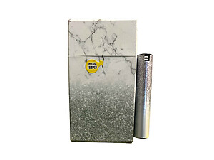 Plastic Design Cigarette Hard Case Holder Fits 100's with Metal Lighter Case