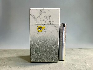 Plastic Design Cigarette Hard Case Holder Fits 100's with Metal Lighter Case