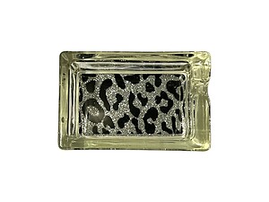 White & Black Animal Print Glass & Fur Ashtray For Cigarettes & More