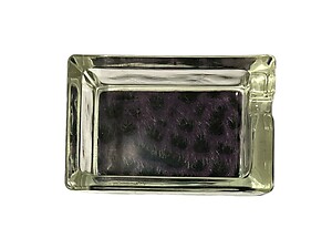 Purple & Black Animal Print Glass & Fur Ashtray For Cigarettes & More