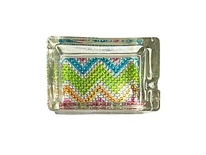 Colorful Chevron Bling Glass Ashtray For Cigarettes & More