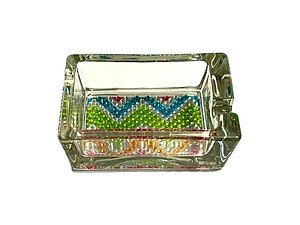 Colorful Chevron Bling Glass Ashtray For Cigarettes & More