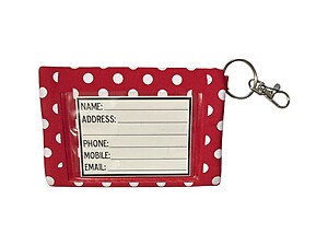 Dark Red with White Neoprene Zippered Student ID Case with Key Ring