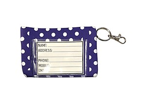Purple with Yellow Neoprene Zippered Student ID Case with Key Ring
