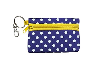 Purple with Yellow Neoprene Zippered Student ID Case with Key Ring