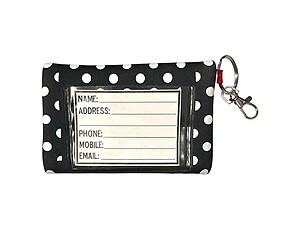 Black with Red Neoprene Zippered Student ID Case with Key Ring