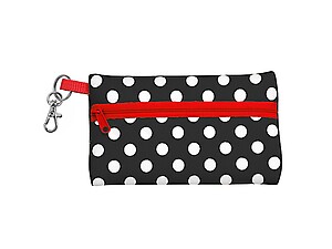 Black with Red Neoprene Zippered Student ID Case with Key Ring