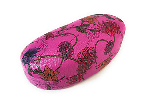 Purple Flower Pattern Hard Clamshell Eyeglass / Sunglass Case