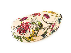 Cream Flower Pattern Hard Clamshell Eyeglass / Sunglass Case