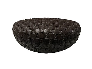 Dark Brown Woven Embossed Hard Clamshell Eyeglass / Sunglass Case