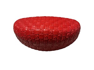 Red Woven Embossed Hard Clamshell Eyeglass / Sunglass Case