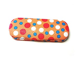 Orange Polka Dots Small Hard Sunglasses / Eyeglasses Case