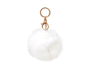 White Fur Pom Pom Keychain