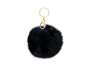 Navy Fur Pom Pom Keychain