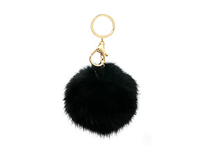 Black Fur Pom Pom Keychain