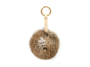Brown Fur Pom Pom Carabiner Hook Keychain