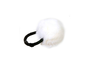 White Pom Pom Fur Stretchy Band Hair Tie Ponytail Hairband