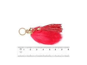 Fuschia Fur Tail and Suede Tassel Drop Keychain