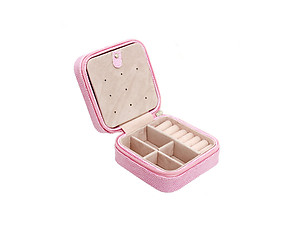 Pink Snakekin Look Portable Travel Jewelry Storage Box