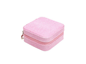 Pink Snakekin Look Portable Travel Jewelry Storage Box