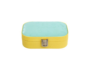 Mint and Yellow Lockable Portable Travel Jewelry Storage Box