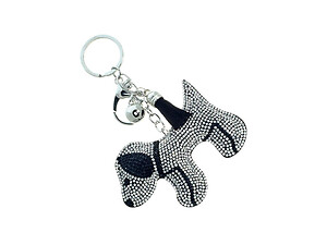 Pooch Tassel Bling Faux Suede Stuffed Pillow Key Chain Handbag Charm