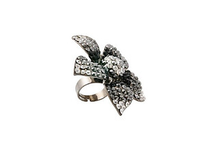 Large Adjustable Crystal Rhinestone Flower Ring