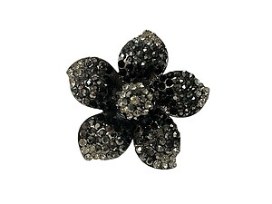 Black & Hematite Large Adjustable Crystal Rhinestone Flower Ring