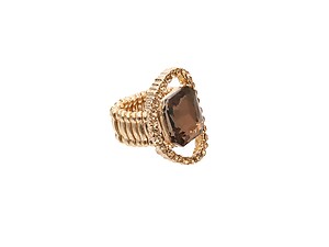 Topaz Goldtone Metal Round Crystal Stretch Ring