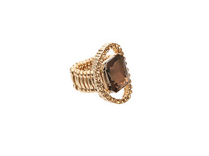 Goldtone Metal Round Crystal Stretch Ring