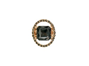 Hematite Goldtone Metal Round Crystal Stretch Ring