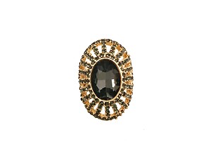 Hematite Stoned Goldtone Stretch Metal Ring