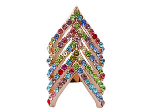 Rose Gold Rainbow Rhinestone Chevron Stretch Ring