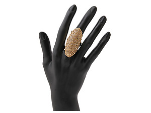 Rhinestone Elongated Goldtone Ring