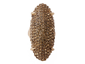 Rhinestone Elongated Goldtone Ring