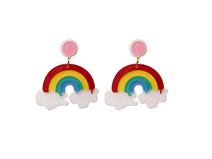 Multicolor Rainbow Colorful & Fun Acrylic Summer Fashion Drop Earrings