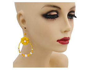 Colorful & Fun Flower Teardrop Earrings with Faux Pearl and Bead Detail