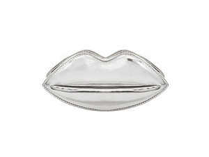 Silver LIPS Designer Inspired Evening Clutch