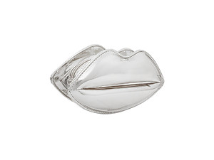 Silver LIPS Designer Inspired Evening Clutch