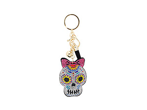 Sugar Skull Faux Suede Tassel Stuffed Pillow Key Chain Handbag Charm