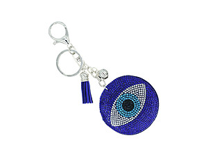 Evil Eye Faux Suede Tassel Stuffed Pillow Key Chain Handbag Charm