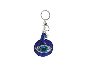 Evil Eye Faux Suede Tassel Stuffed Pillow Key Chain Handbag Charm