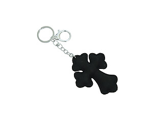 Cross Bling Faux Suede Stuffed Pillow Key Chain Handbag Charm