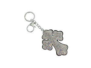 Cross Bling Faux Suede Stuffed Pillow Key Chain Handbag Charm