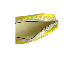 Gold Iridescent Rectangle Cosmetic Pouch w/ Zipper Closure