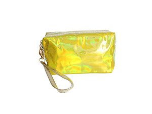 Gold Iridescent Rectangle Cosmetic Pouch w/ Zipper Closure